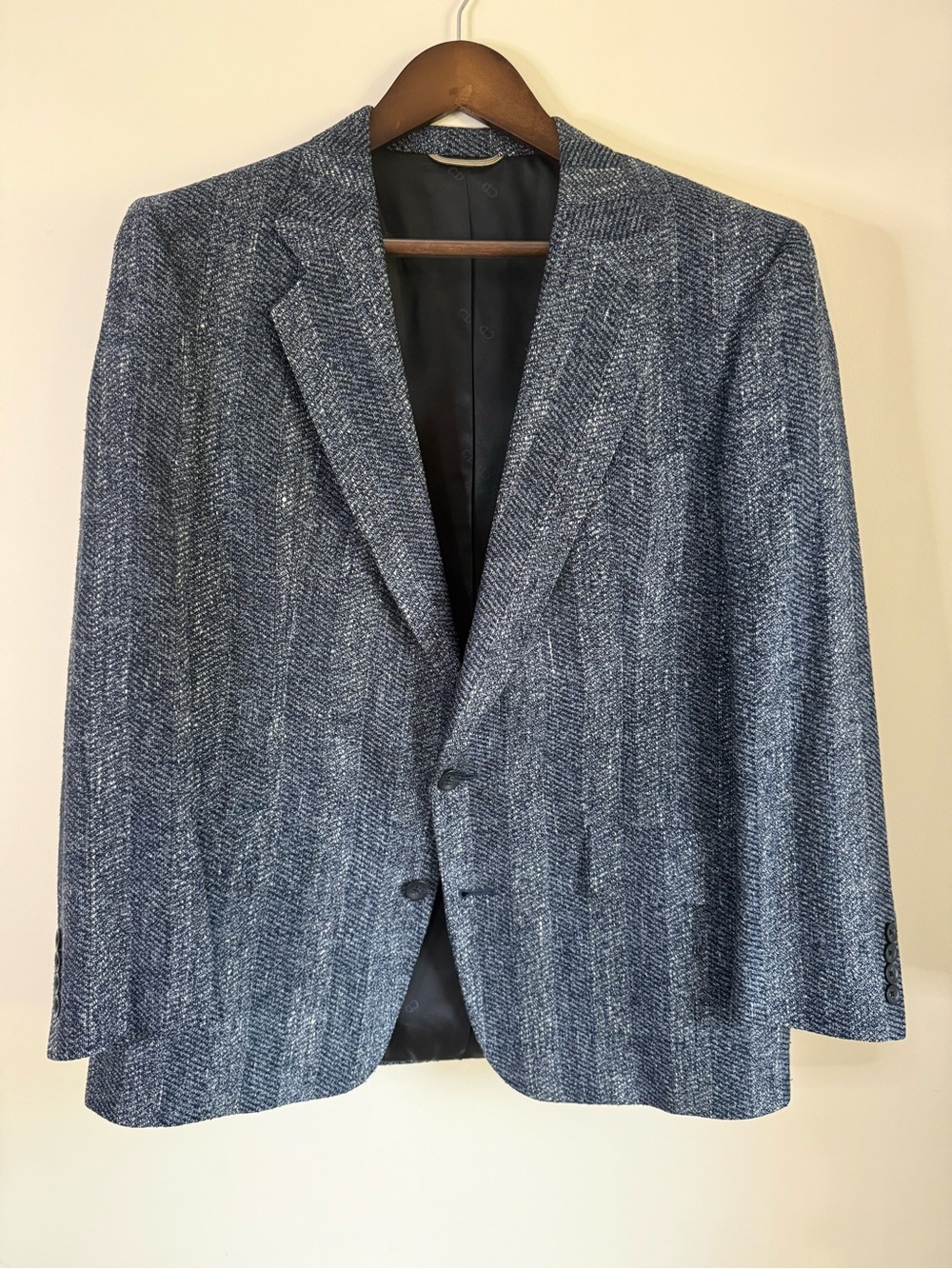 Dior Men's Blue Herringbone 100% Silk Sport Coat